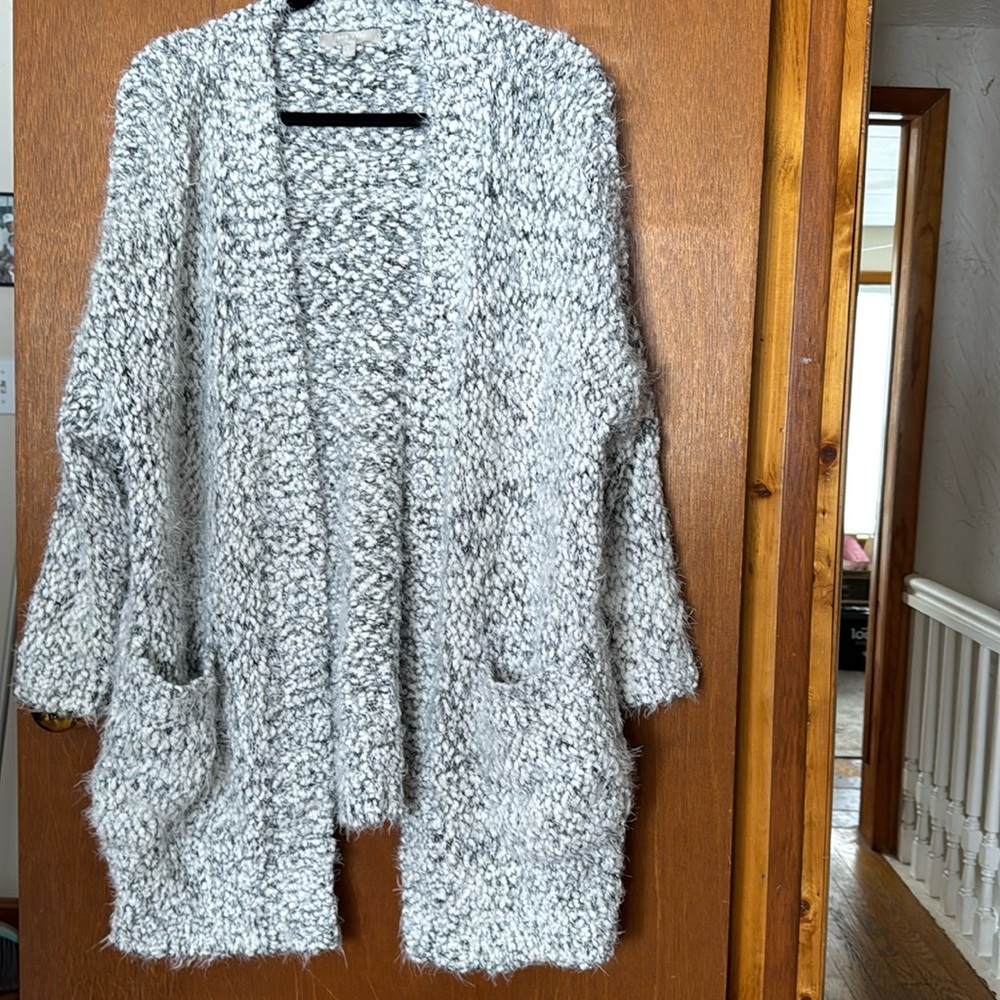 Joan Vass grey and white soft sweater size L